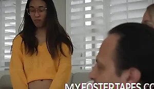 Asian foster daughter trained around serve