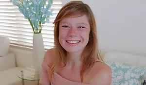Cute Teen Redhead Involving Freckles Orgasms At near Casting POV