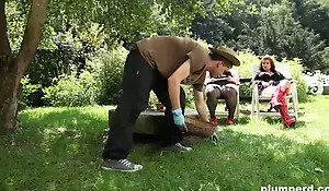 Submissive Gardener Handled by Two Ferocious Bitches
