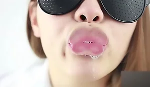 Saliva fetish women unfathomable cavity kisses on glass