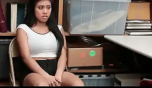 Hot asian teen blackmailed and fucked away from pervert mall officer