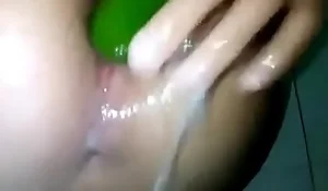 Teen masturbate anal with cucumber