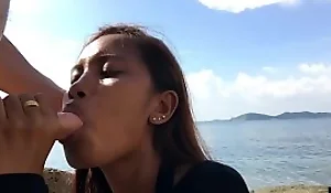 Public amateur blowjob by his cute Asian teen girlfriend