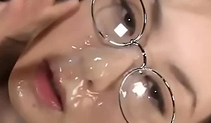 Glasses Messy Bukkake Japanese Cumshots