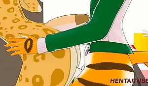 Floccus Yiff Futanari Hentai 3D - Tiger Futanari Fucks Leopard Futanari approximately a Bakery with creampie - Animation Cartoon Porn Sexual connection