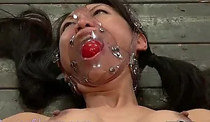 Gagged bound Oriental baby painful